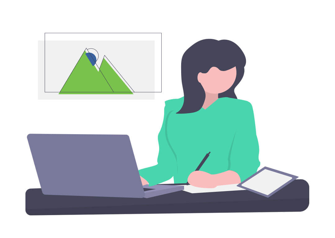 illustration of a woman working at her laptop