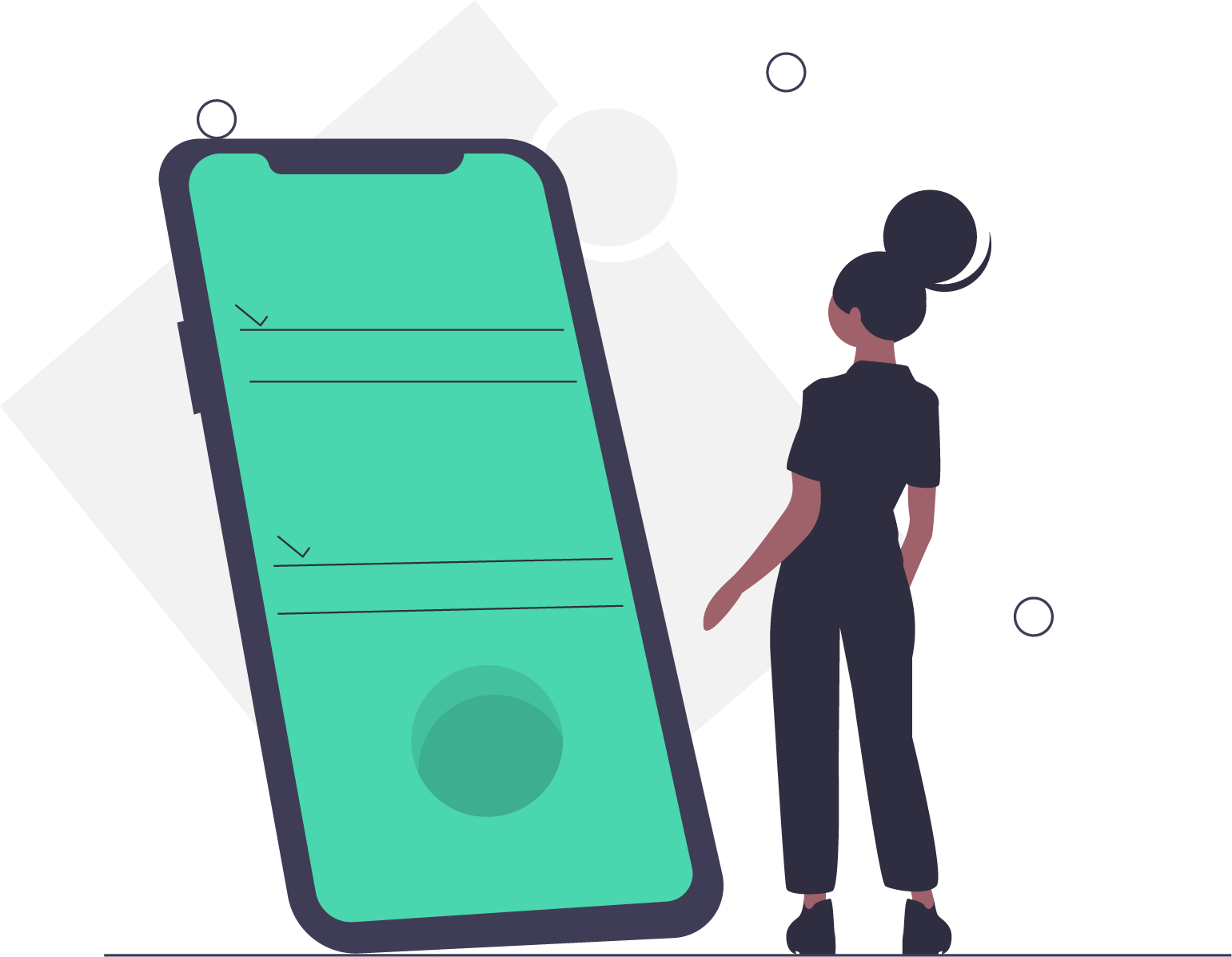 illustration of a woman looking at a cellphone