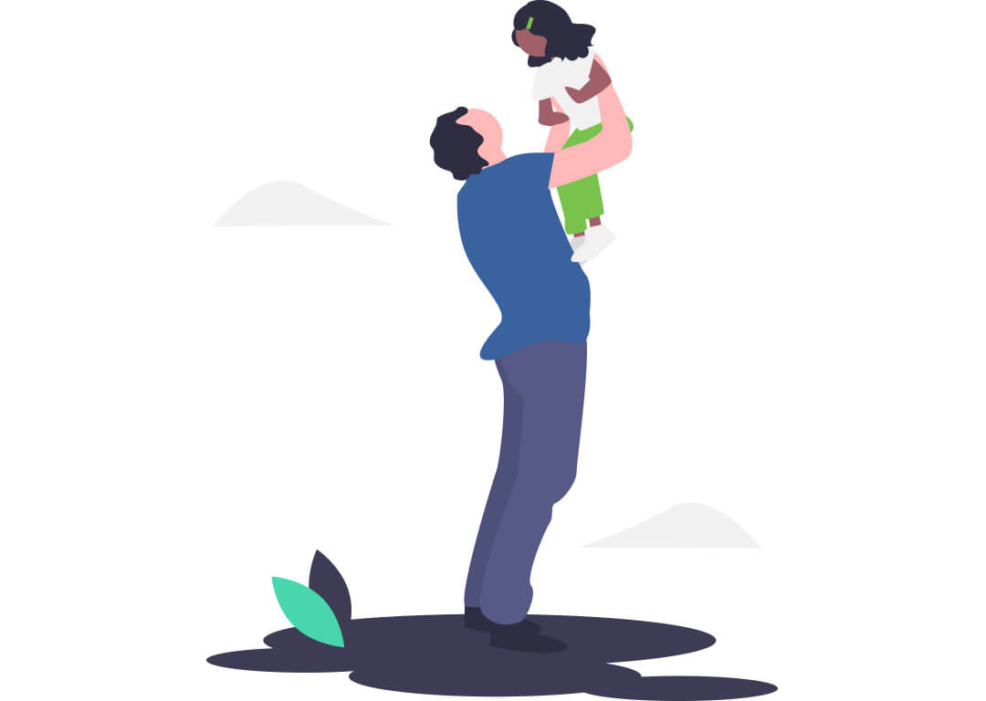 illustration of a man holding his daughter in the air